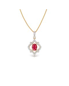 Oval Cut Ruby Diamond Pendant