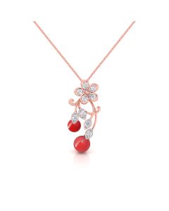 Dual Ruby Droplets Diamond Pendant