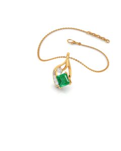 Radiant Cut Emerald Diamond Pendant