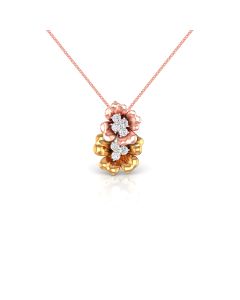 Two Tone Flowers Diamond Pendant