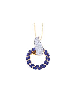 Precious Gold Blue Stone Diamond Pendant