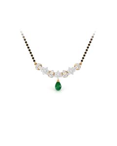 Elegant Emerald Droplet Diamond Mangalsutra