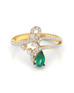 Emerald Swirl Diamond Ring