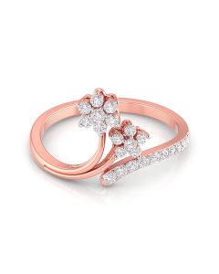 Luminous Two Flower Diamond Ring