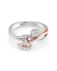 Sparkling Leafy Design Diamond Ring