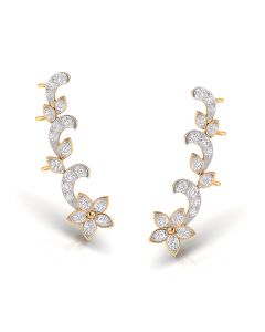 Glittering Floral Vine Diamond Earrings
