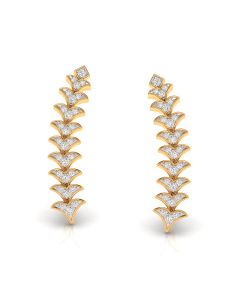 Glimmering Fern Motif Diamond Earrings