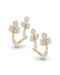 Twin Leaf Diamond Stud Earrings