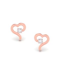 Alluring Heart Gold Diamond Studs