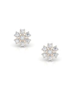 Floral Gold Diamond Stud Earrings