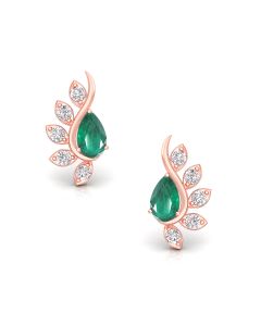 Charming Emerald Diamond Stud Earrings