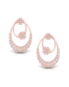 Elegant Floral Hoop Diamond Earrings