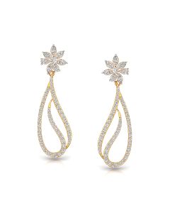 Floral Dangling Diamond Earrings