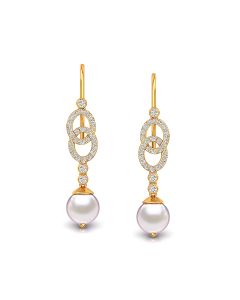 Glistening Pearl Drop Diamond Earrings