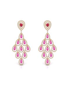 Royal Ruby Chandelier Diamond Earrings