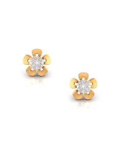 Classic Floral Gold Diamond Studs