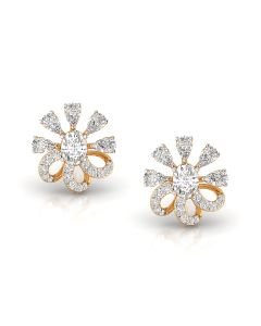 Glimmering Floral Motif Diamond Earrings