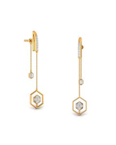 Radiant Cut Sui Dhaga Diamond Earrings