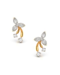 Glamorous Floral Gold Diamond Studs