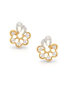 Glistening Flora Diamond Stud Earrings