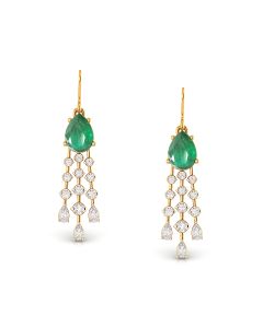 Sparkling Emerald Statement Diamond Earrings