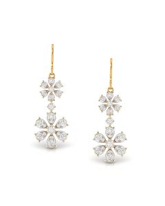 Dual Floral Charm Diamond Earrings