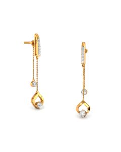 Hollow Golden Teardrop Diamond Danglers