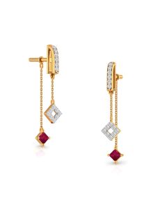 Exquisite Gemstone Studded Drop Diamond Earrings