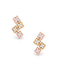 Glistening Squares Diamond Stud Earrings