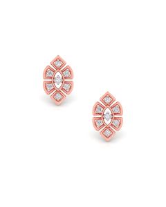 Geometric Flower Stud Diamond Earrings