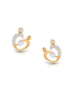 Charming Heart Gold Diamond Studs