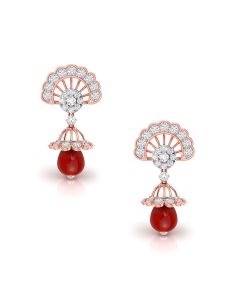 Contemporary Ruby Drop Diamond Jhumkas