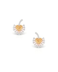 Alluring Leaf Gold Diamond Studs