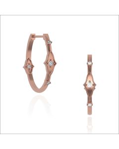 Intricate Design Diamond Huggie Hoops