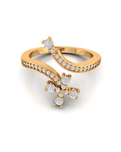 Elegant Floral Curve Diamond Ring