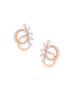 Charming Leaf Rose Gold Diamond Earrings