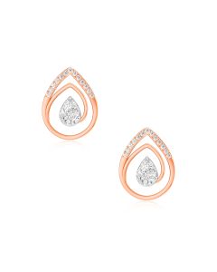 Serene Teardrop Rose Gold Diamond Studs