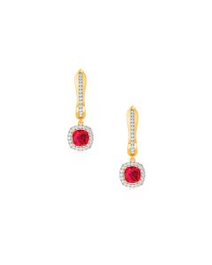 Sparkling Ruby Droplet Diamond Earrings