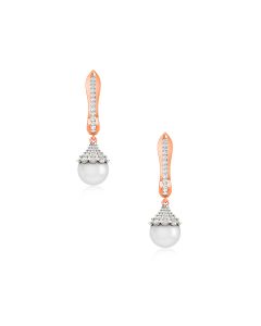 Elegant Pearl Droplet Diamond Earrings