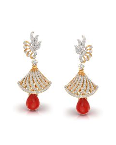 Lavish Ruby Droplet Cocktail Diamond Earrings