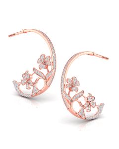 Floral Hoops Diamond Earrings