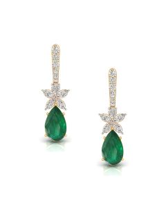 Luminous Emerald Drop Diamond Earrings