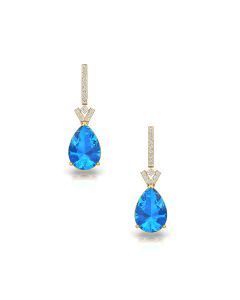 Turquoise Drop Charm Diamond Earrings