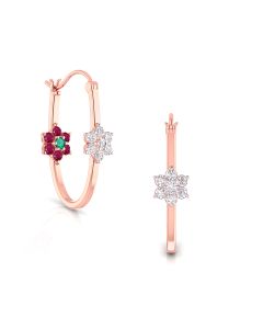 Alluring Floral Diamond Hoop Earrings