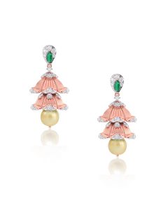 Floral Layered Rose Gold Diamond Jhumkas