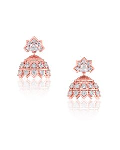 Glitzy Rose Gold Jhumka Diamond Earrings