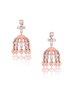 Beautiful Rose Drop Jhumka Diamond Earrings