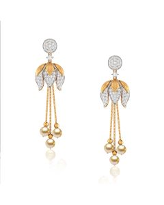 Fusion Floral Gold Drop Diamond Earrings