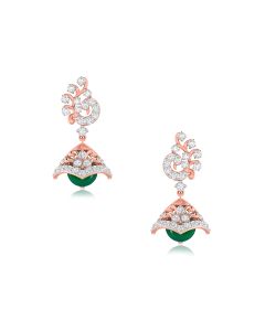 Alluring Rose Gold Pearl Diamond Jhumka