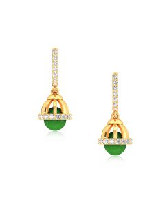 Pious Gold Emerald Diamond Earrings